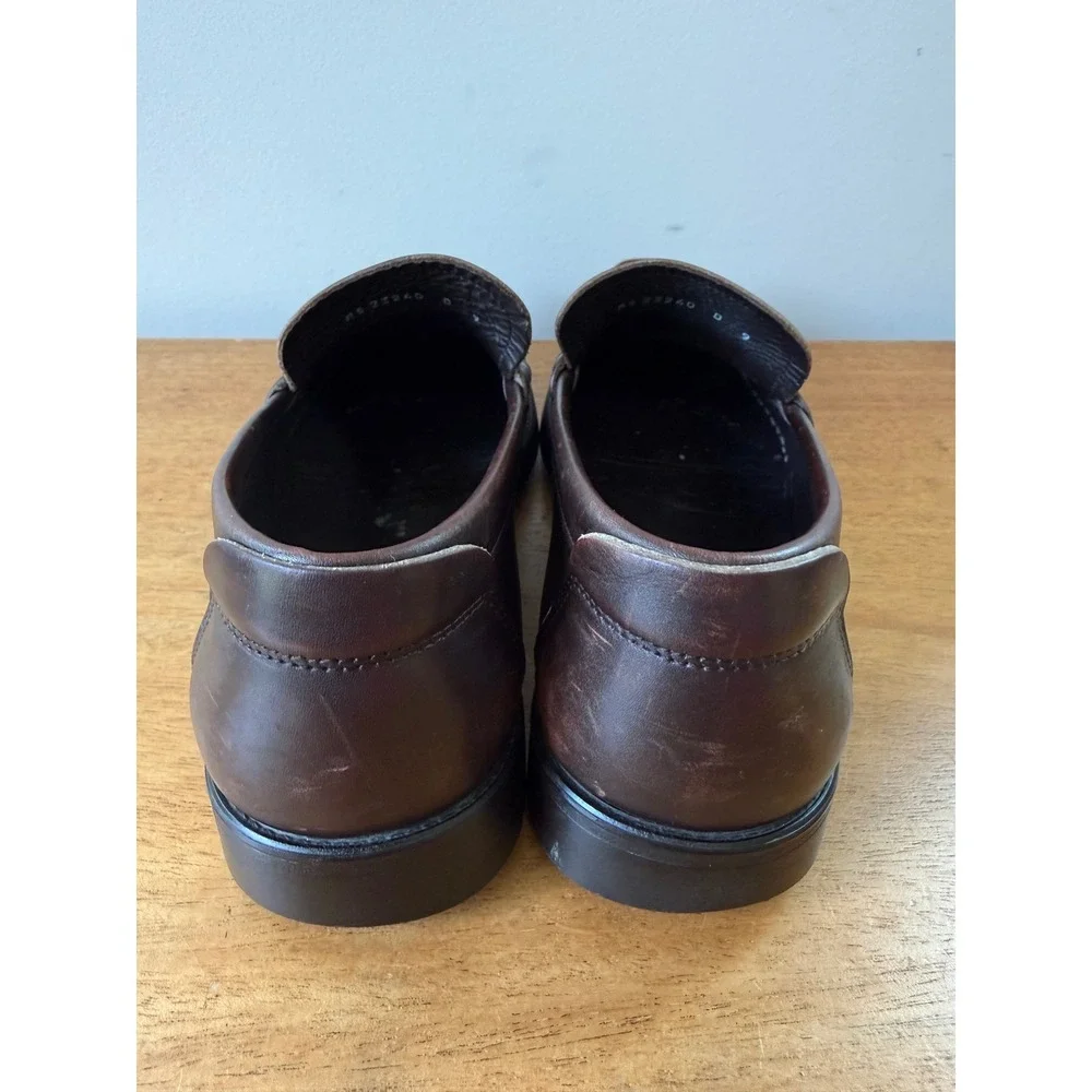 Ferragamo Moccasin Gancini Bit Men's 9 D Calf Leather Brown Loafers Italy